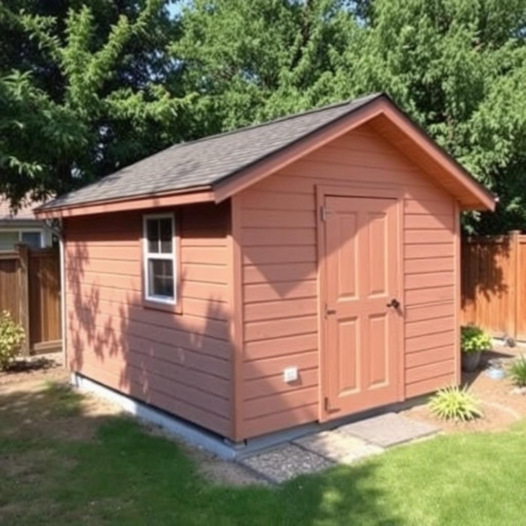 Custom finished outdoor shed at a Utah home with concrete foundation