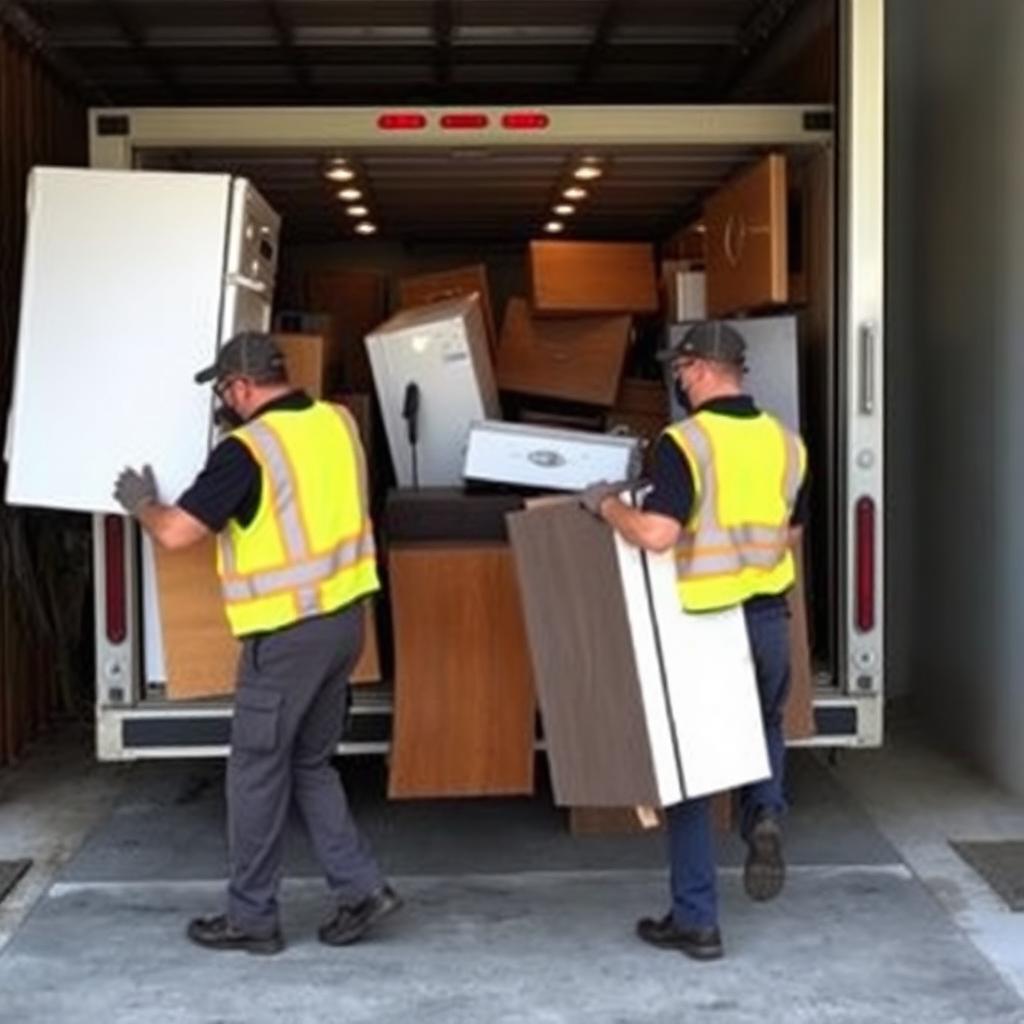 A to Z junk removal crew loading furniture in Utah